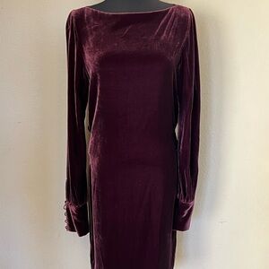 Ralph Lauren Red Sheath Cocktail Dress with Bishop Sleeves